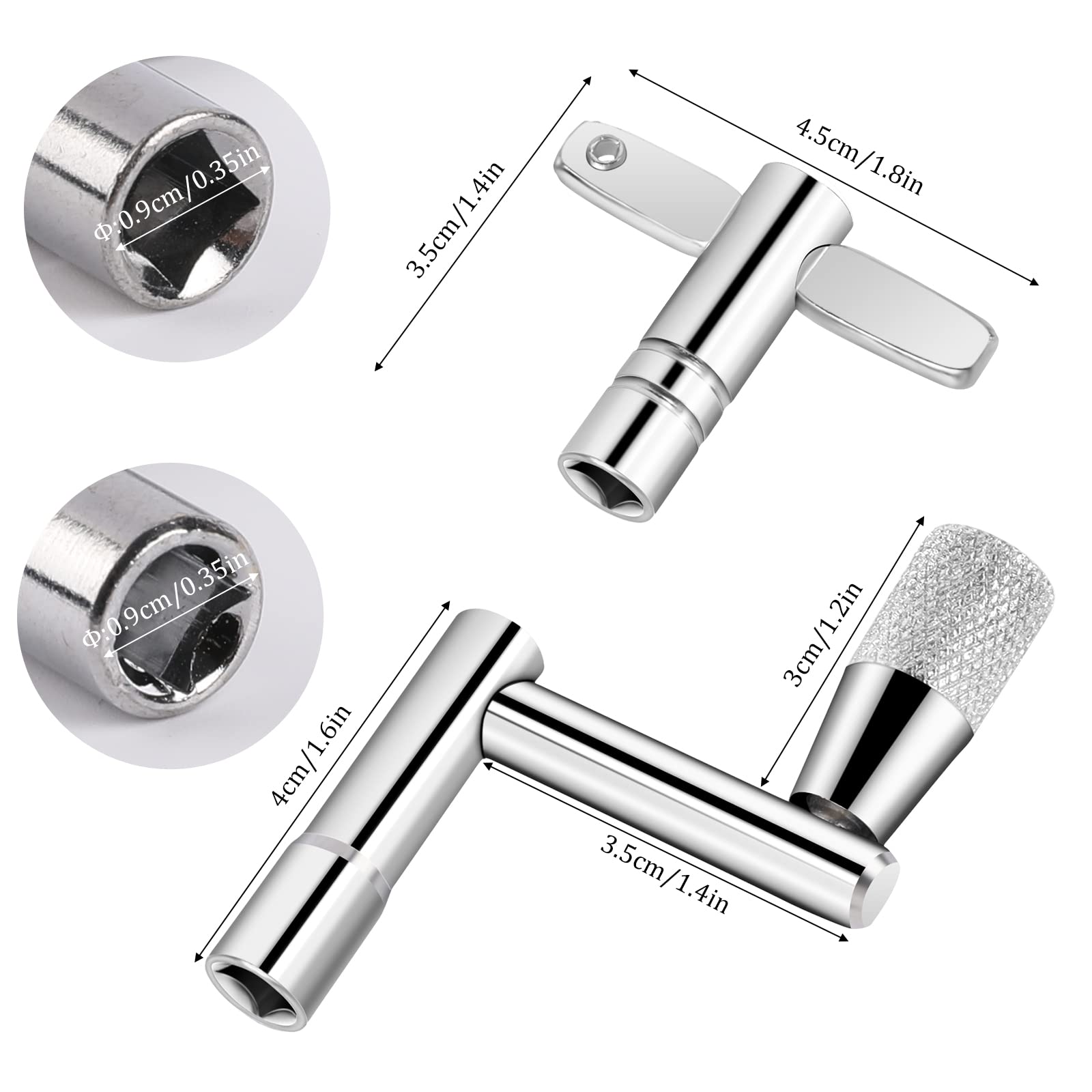 Lot de 4 clés de batterie argentées - Clé d'accordage - Pour percussions - Pour instruments de percussion, tambour
