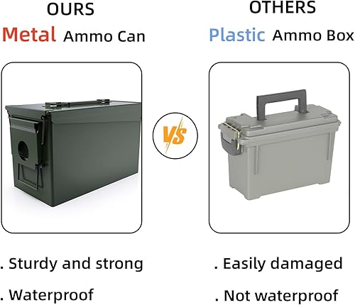 Miniatura 6 de HARDROCK 30+50 AMMO lata impermeable metal  caja de munición verde ejército acero  para rifle de escopeta Nerf traje de munición 2 piezas (verde)