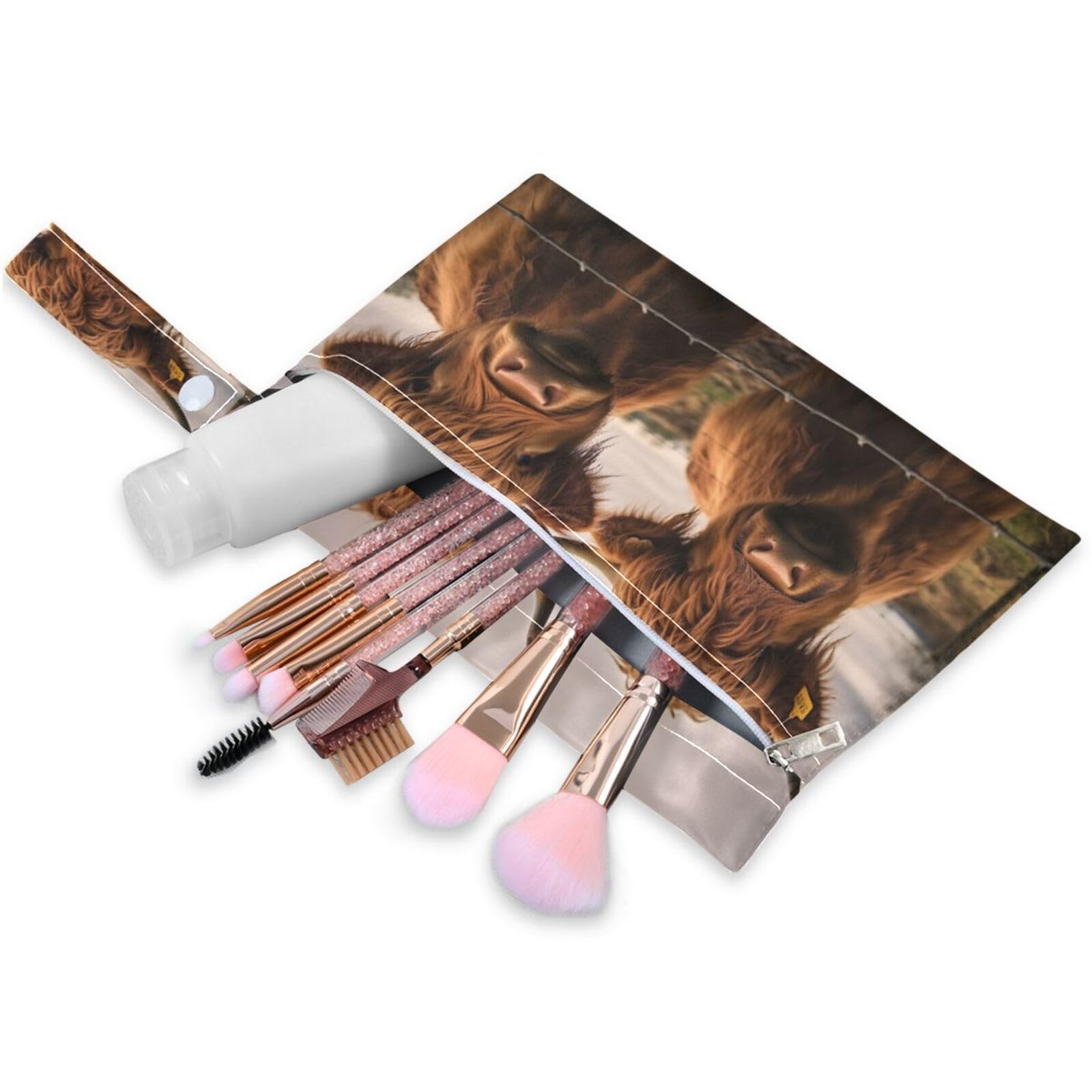 ATTX Two Scottish Highlands Cow Wet Dry Bags 2-Pack - Reusable Cloth Diaper Storage for Travel, Beach & Gym | Multi-Use Waterproof Bags for Swimsuits, Baby Clothes, Sports Gear#375