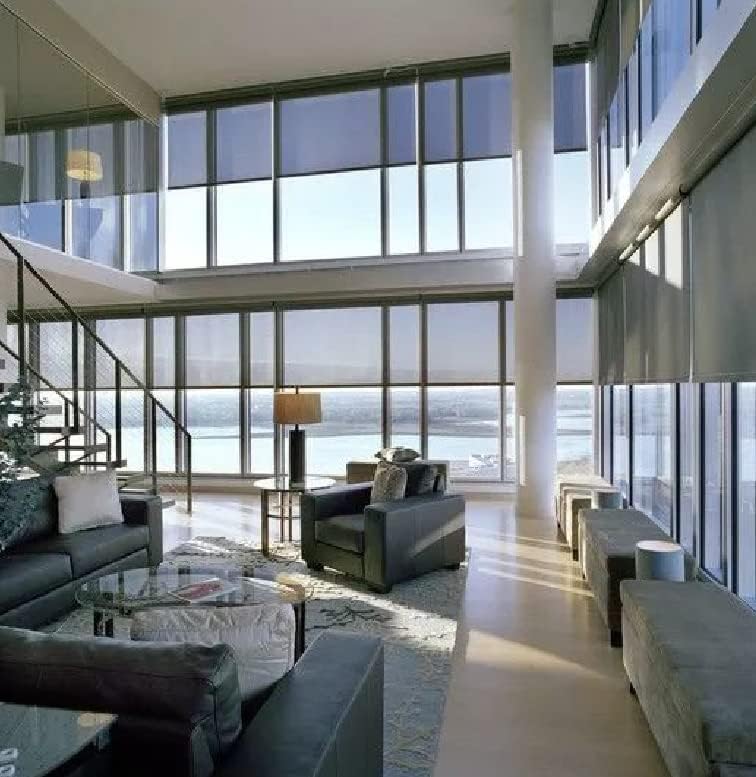 Miniatura 5 de LETAU Persianas solares sin cordones, protección UV mejorada con filtro de luz, ignífugas, a prueba de agua, beige, persianas enrollables