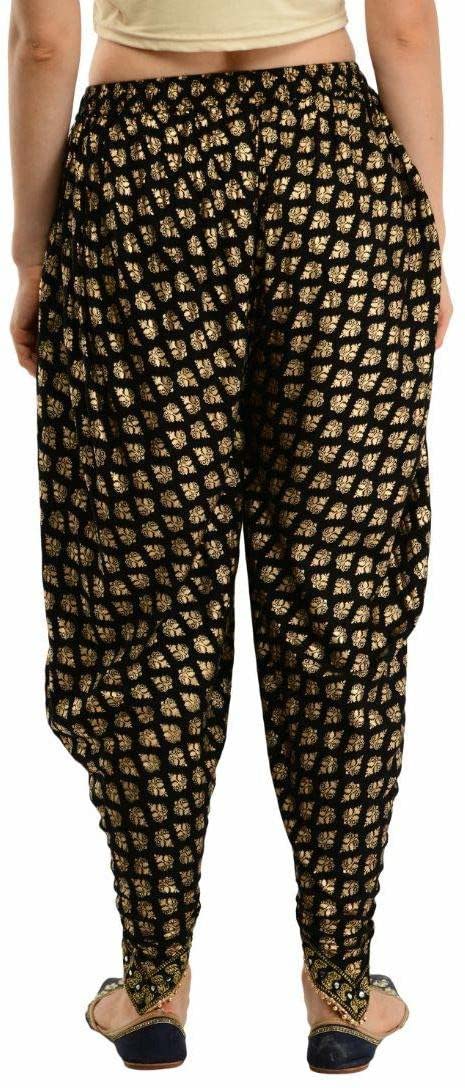 ZARAKI Rayon Harem Pants Ideal for Dance or Movement Dhoti Waist Size (32-38 INCHES (XL/XXL)) Black Printed Pack of 1