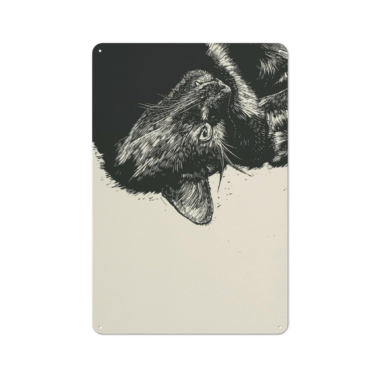 Junmoney Black Cat Portrait Rustic Tin Sign 30X20cm For Man Cave Or Games Room, A Decorative Gift For A Newly Furnished Man Cave And Games Room