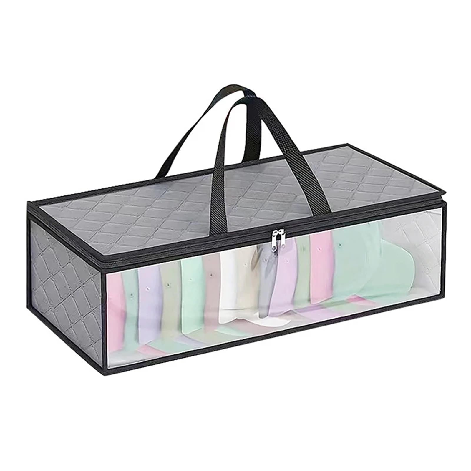 YUSUZH Baseball Hat Organizer Storage For Caps Sturdy Cap Case With Carrying Handles And Dual Zipper for Closet or Travel(Grey)