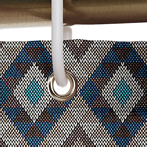 Rideau de douche 165x200cm polyester géométrique brun bleu