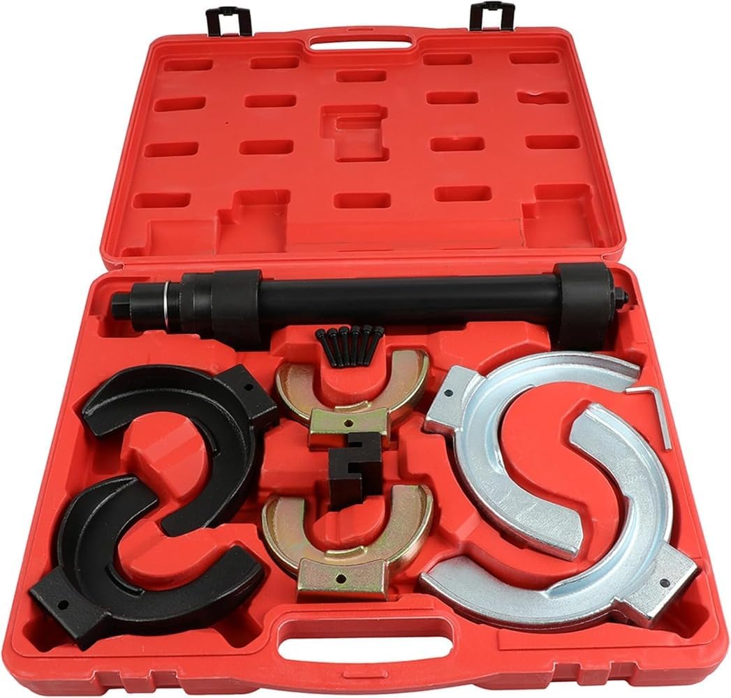 Compatible with Most Vehicles Macpherson Strut Spring Compressor Set, Interchangeable Fork Coil Spring Extractor Remover Tool with Carrying Case