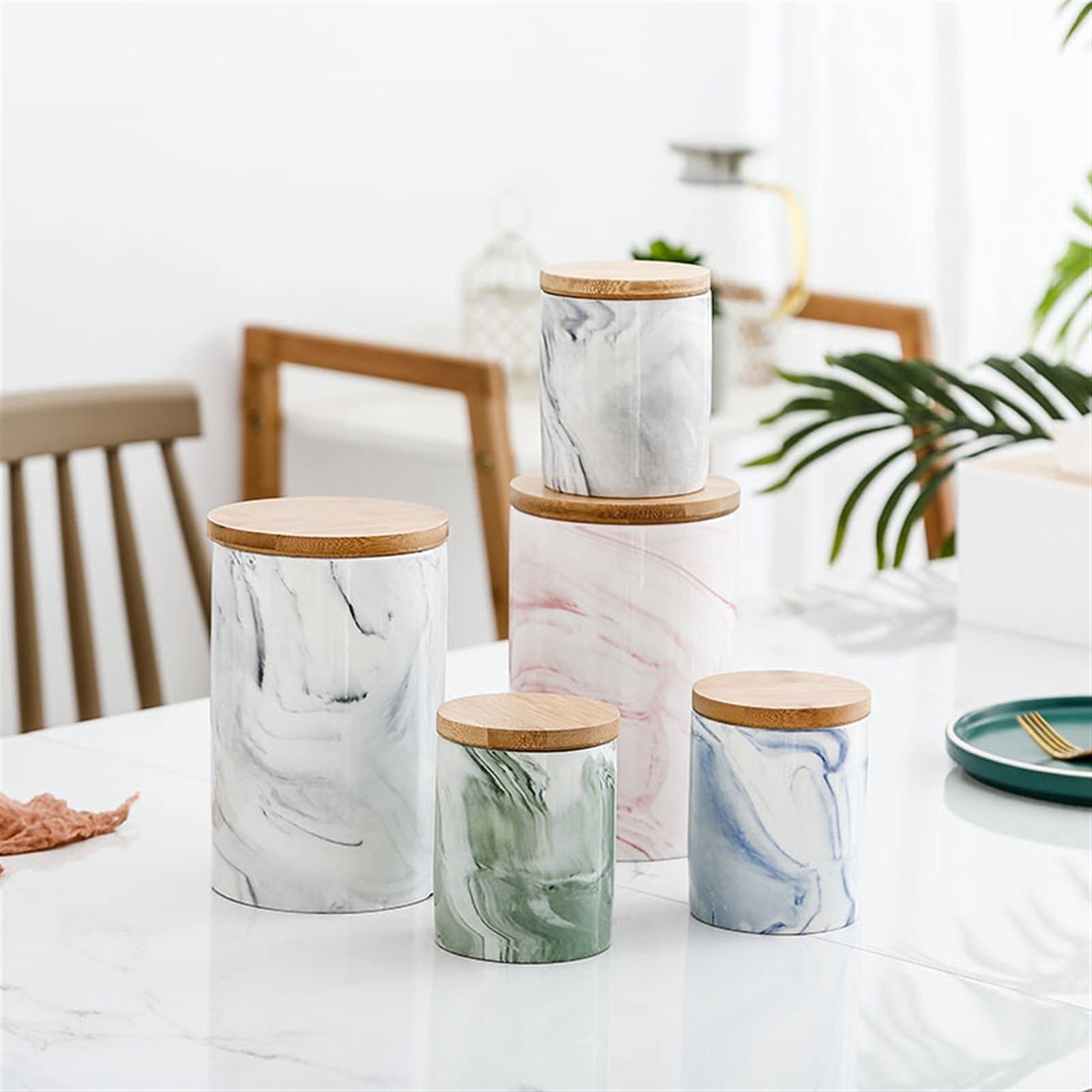 QINGGANGLING999 Kaffeedosen Keramische Kaffee-Glas-Multifunktionsglas-Bonbons Kaffee-Tee-Speicher-Flasche-Küchen-Lebensmittel-Behälter-Gefängnissen Kaffeedose Luftdicht (Color : B)