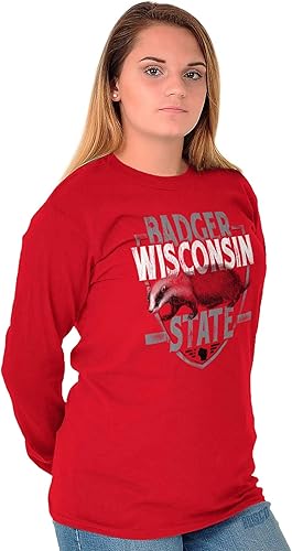 Miniatura 5 de Brisco Brands Wisconsin Badger Estatal Equipo Estudiante Uniforme Manga Larga Camiseta Hombres Mujeres