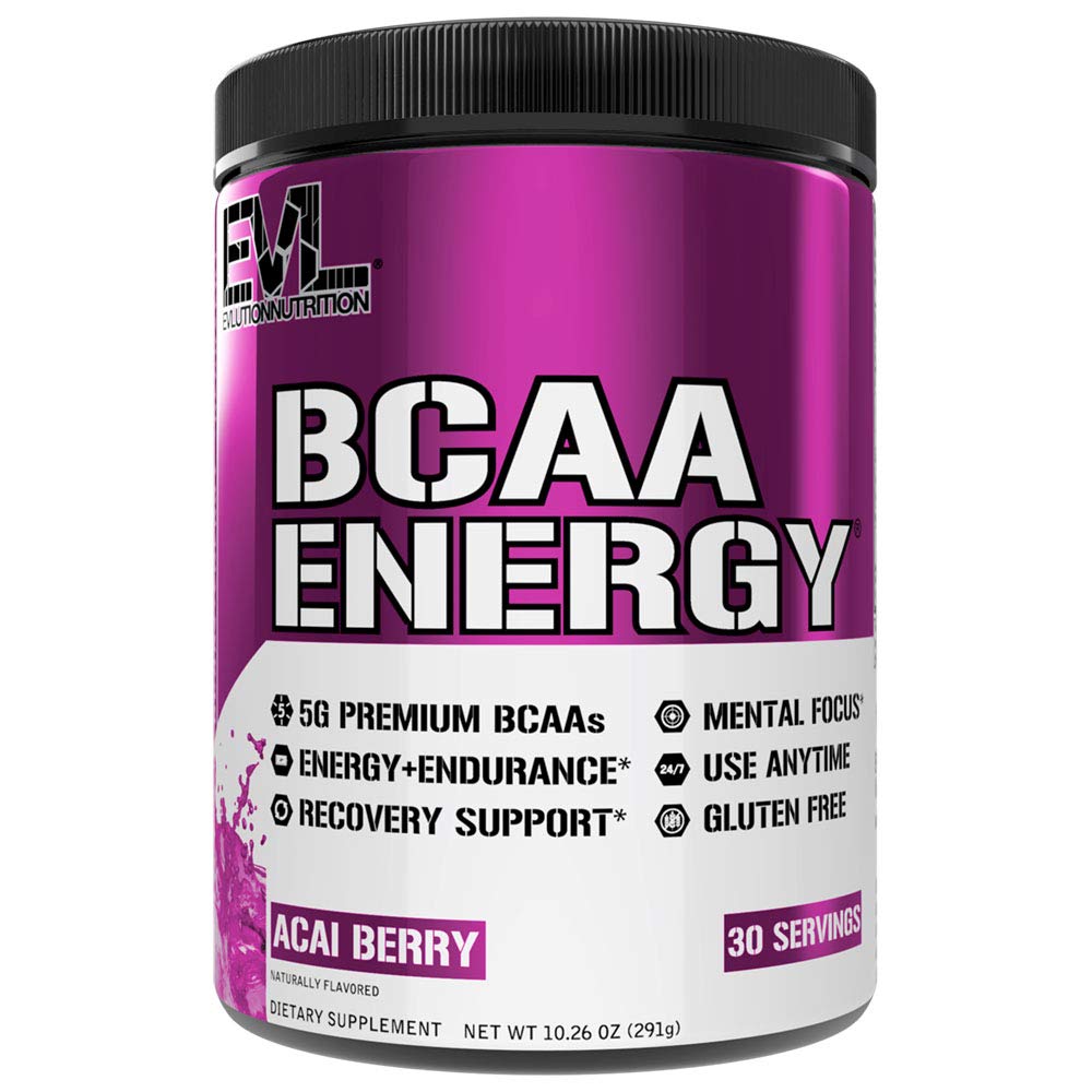 Evlution Nutrition BCAA Energy - High Performance Amino Acid Supplement for Anytime Energy, Muscle Building, Recovery and Endurance, Pre Workout, Post Workout (30 Servings, Acai Berry)