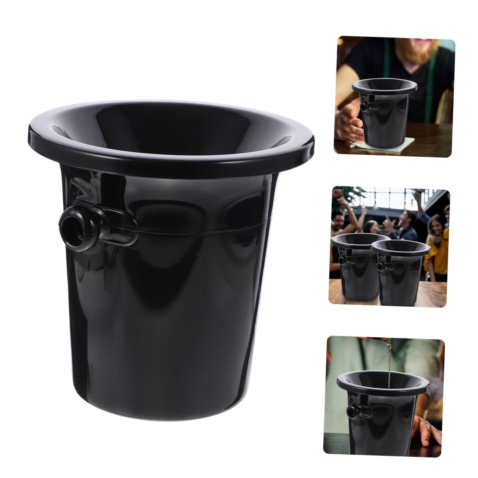 Escupidera Creativa para Cata de Vinos, Juego de 3 Piezas | Plástico Negro, Boca Ancha Redonda, Estilo Occidental, Acabado Liso, Uso en Bares y Tiendas Especializadas