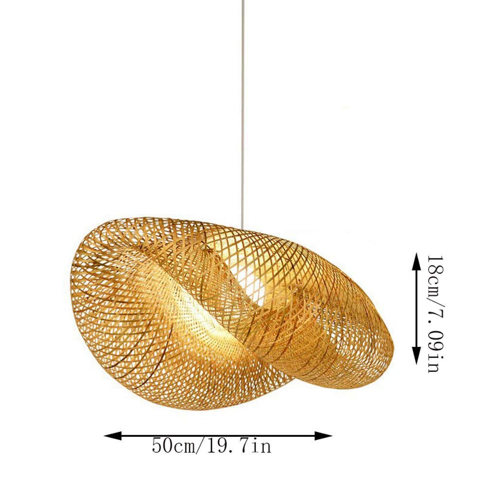 CHENKUI Pantalla De Lámpara De Estilo Geométrico De Araña Arte De Bambú Moderno 1 Luz, Lámpara Colgante De Techo De Ratán Tejido Accesorios De Iluminación De Techo De Decoración Nido De Pájaro Mimbre