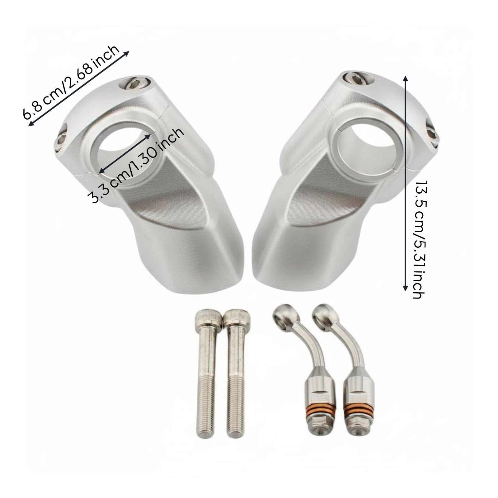 Riser de Manillar para Motocicleta Elevador Abrazadera Soporte Sustitución con Ajuste Limpio y Personalizado en Aleación de Aluminio Aumenta 22 Cm, Silver
