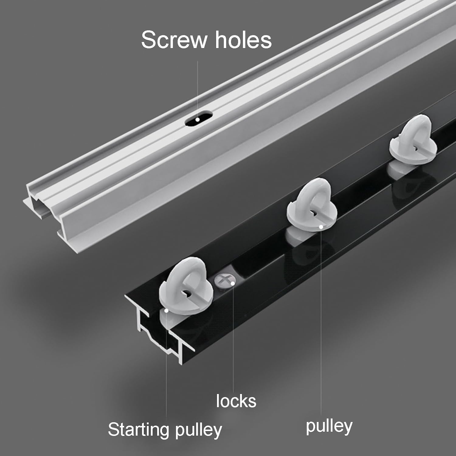 Recessed Invisible Curtain Track Aluminium Alloy Single Straight Rails Curtain Slide Accessories Silent Pulley Embedded Slide Ceiling Mounted for Room Privacy Partitioning(3.3ft)