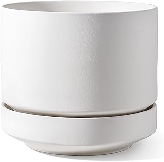 LE TAUCI Large 14 Inch Plant Pot with Saucer | Ceramic Outdoor & Indoor ...