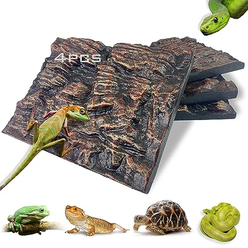 Sysmashing 4pcs Rock Terrarium Background,3D Reptile Tank Background Board,Amphibian Stereo Backdrop...