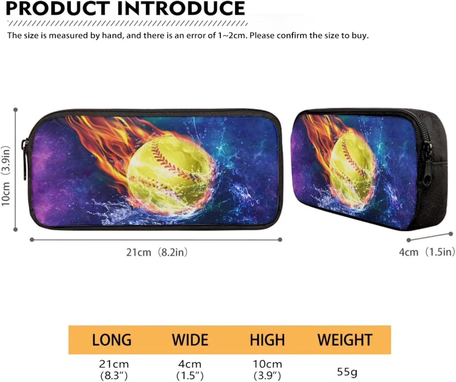 Talayituse Galaxy Softball Fire Water Print Backpack Set for Boys Girls, 4 PCS School Bookbag with Lunch Box Pencil Case Water Bottle Sleeve Schoolbags Rucksack for Kids Elementary Middle High School