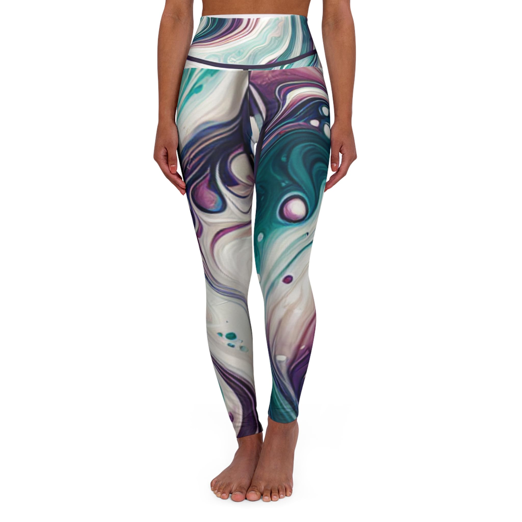 Fluid Swirl Art High Waisted Yoga Leggings Comfortable Workout Stylish Activewear Perfect for Yoga Fitness Gift for Her