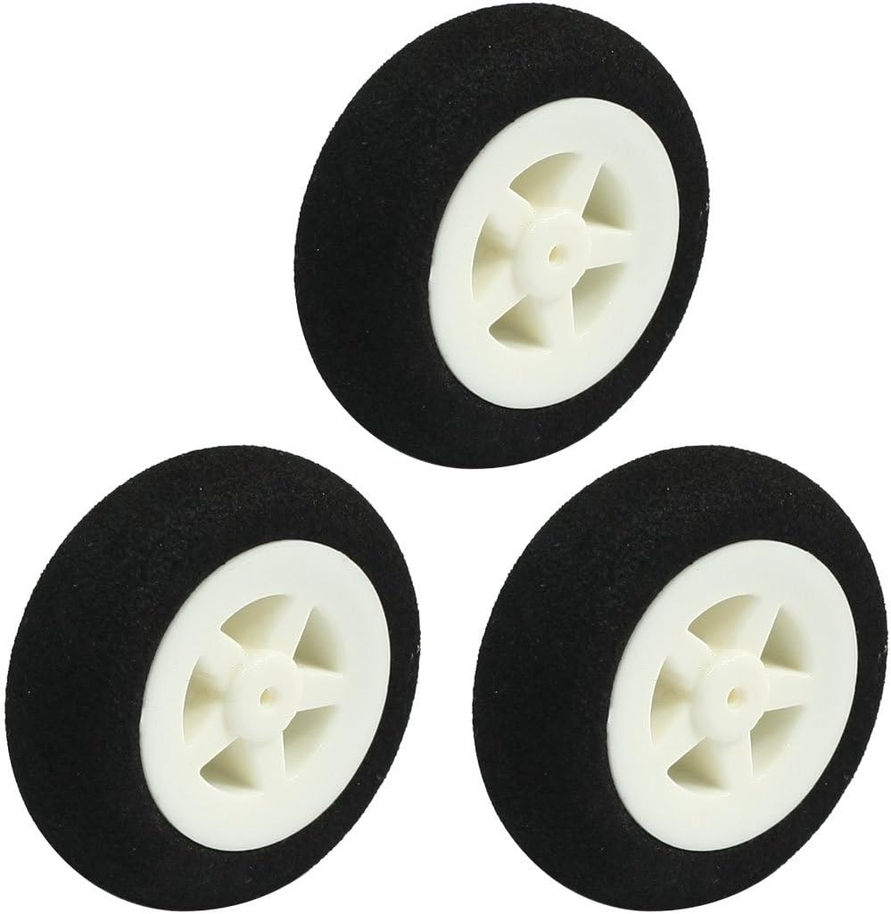 uxcell 3pcs RC Electric Plane Plastic Hub Landing Sponge Tire Wheel 30mm 1.2"
