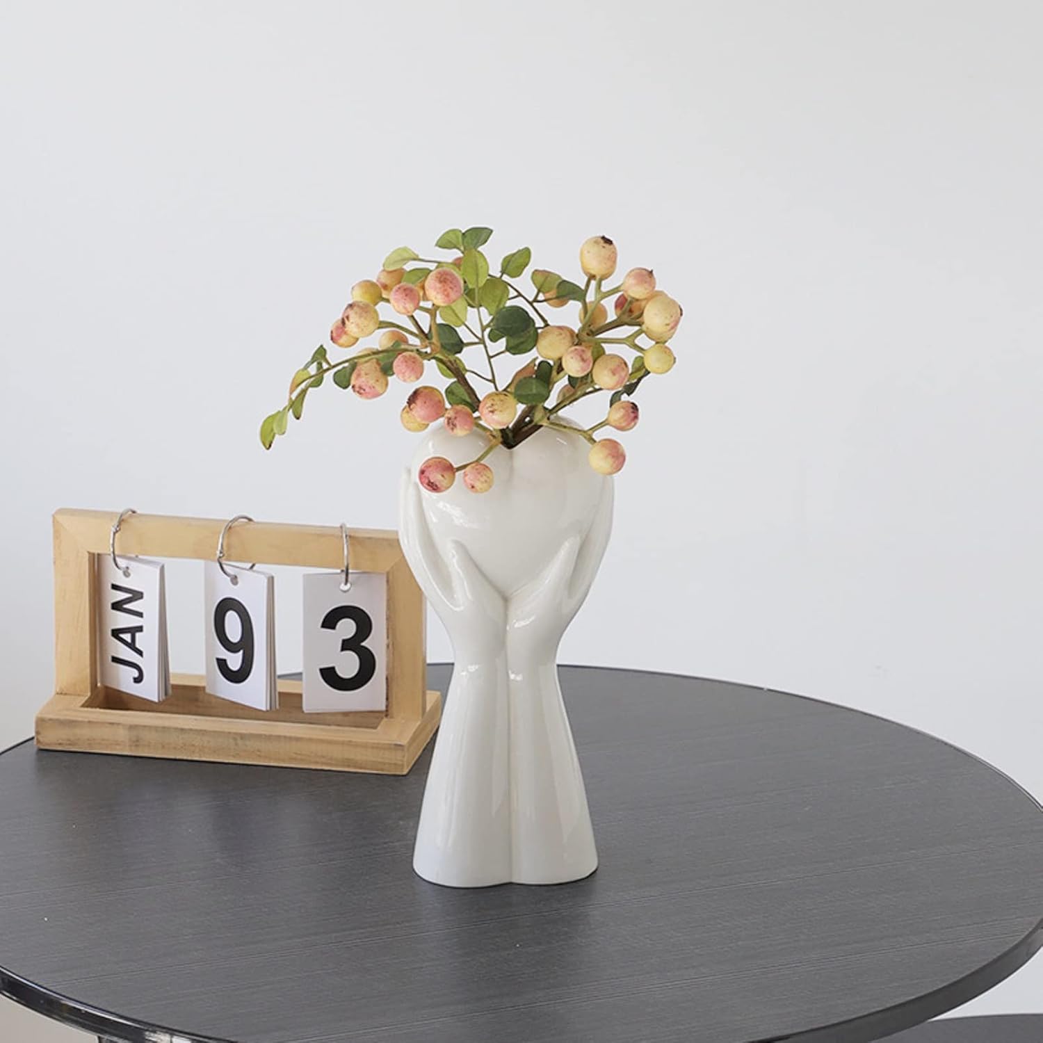 Human Form Body Flower Vase Art Face Ceramic Sculpture Flower Plant Pot Table Centerpieces Wedding Office Kitchen Home Decor (Hand Holding Heart)