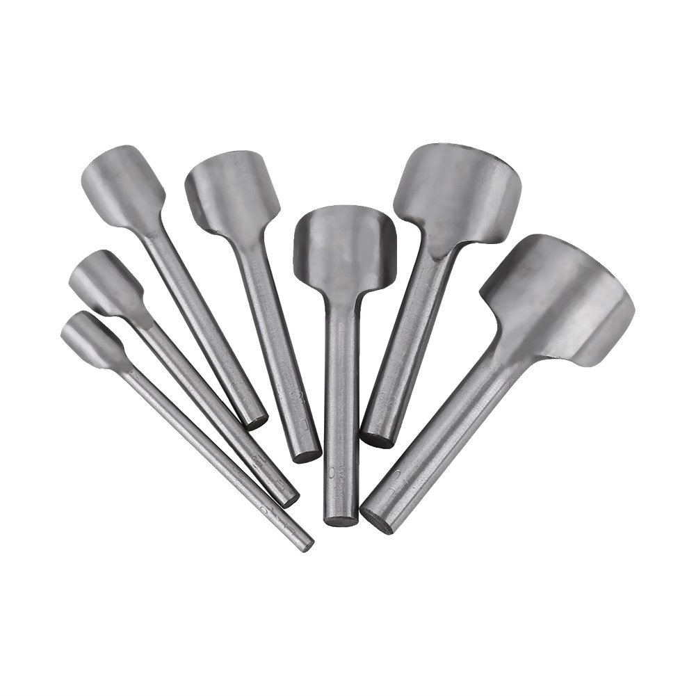 Jeu De 7 Poinçons Demi-cercle Pour Cuir - Taille 10 à 40 Mm - En Acier Carbone - Pour Finition Ceinture, Portefeuille, Sac
