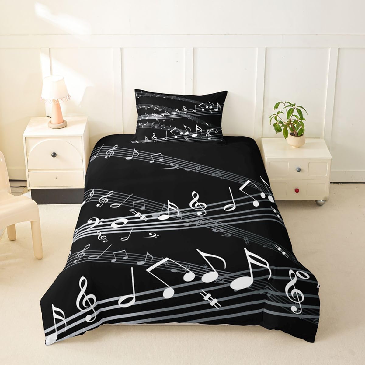 Feelyou Musical Note Bedding Set Full Size 3Pcs for Kids Adult image 2