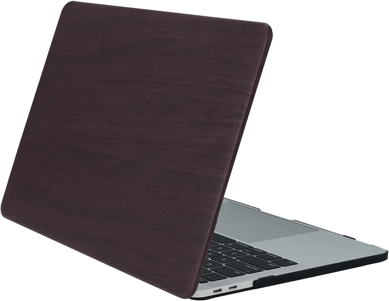 TJFEC PU Leather Coated Soft Touch Hard Case for 2016 Newest MacBook Pro 13 inch Retina Display A1706 and A1708 with/without Touch Bar and Touch ID - Dark Wood