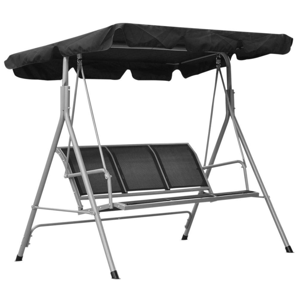 BAKAJI Dondolo da Giardino a 3 Posti Struttura in Metallo Tubolare e Rivestimento in Tessuto Poliestere Dimensione 175x115x155 cm Colore Grigio Cenere