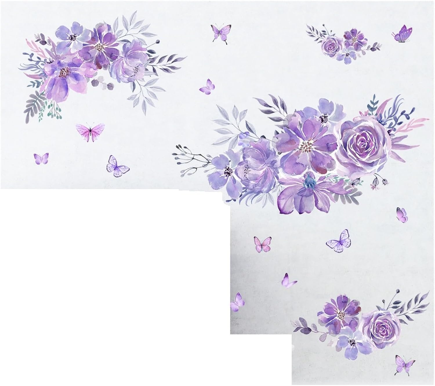 Flower Wall Stickers Purple Flowers Wall Stickers Living Room Bedroom Background Decor Mural Bathroom Home Decoration Self-Adhesive Decals