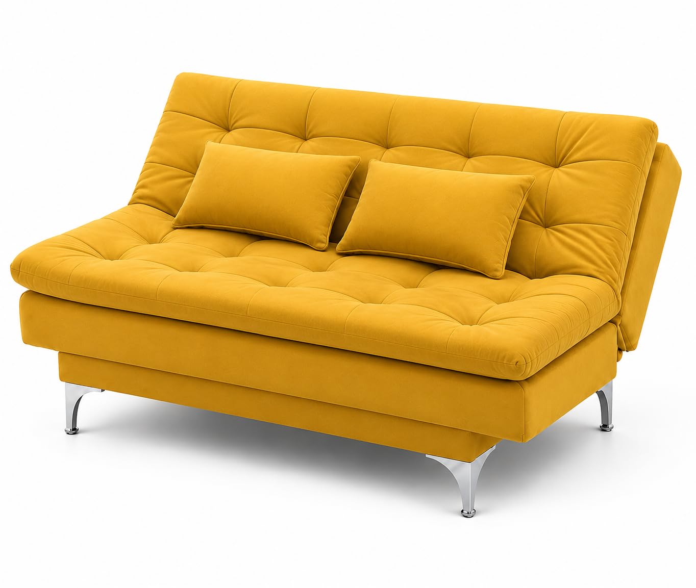 WOODEN WORLD Mustard Yellow Sofa Cum Bed, 190 x 96 x 88 cm, Premium Fabric 3 Seater Convertible Foldable Sofa Bed with 2 Accent Pillows, Adjustable Backrest, 3 Years Warranty-image-43