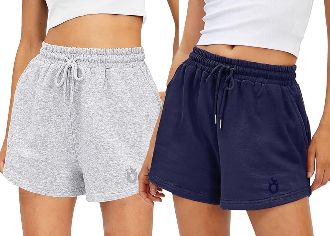 hotfits Women's Casual Cotton Shorts,Relaxedfit Shorts, Summer Shorts, Boxer Shorts, Loose fit Shorts,Mid Thigh Length Shorts with Adjustable Waistband and Pockets - Pack of 2-picture-21