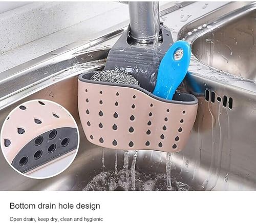 Miniatura 9 de Magik Paquete de 2 organizadores de cocina para fregadero, cesta de limpieza, esponja de limpieza, soporte para jabón (beige, 2)