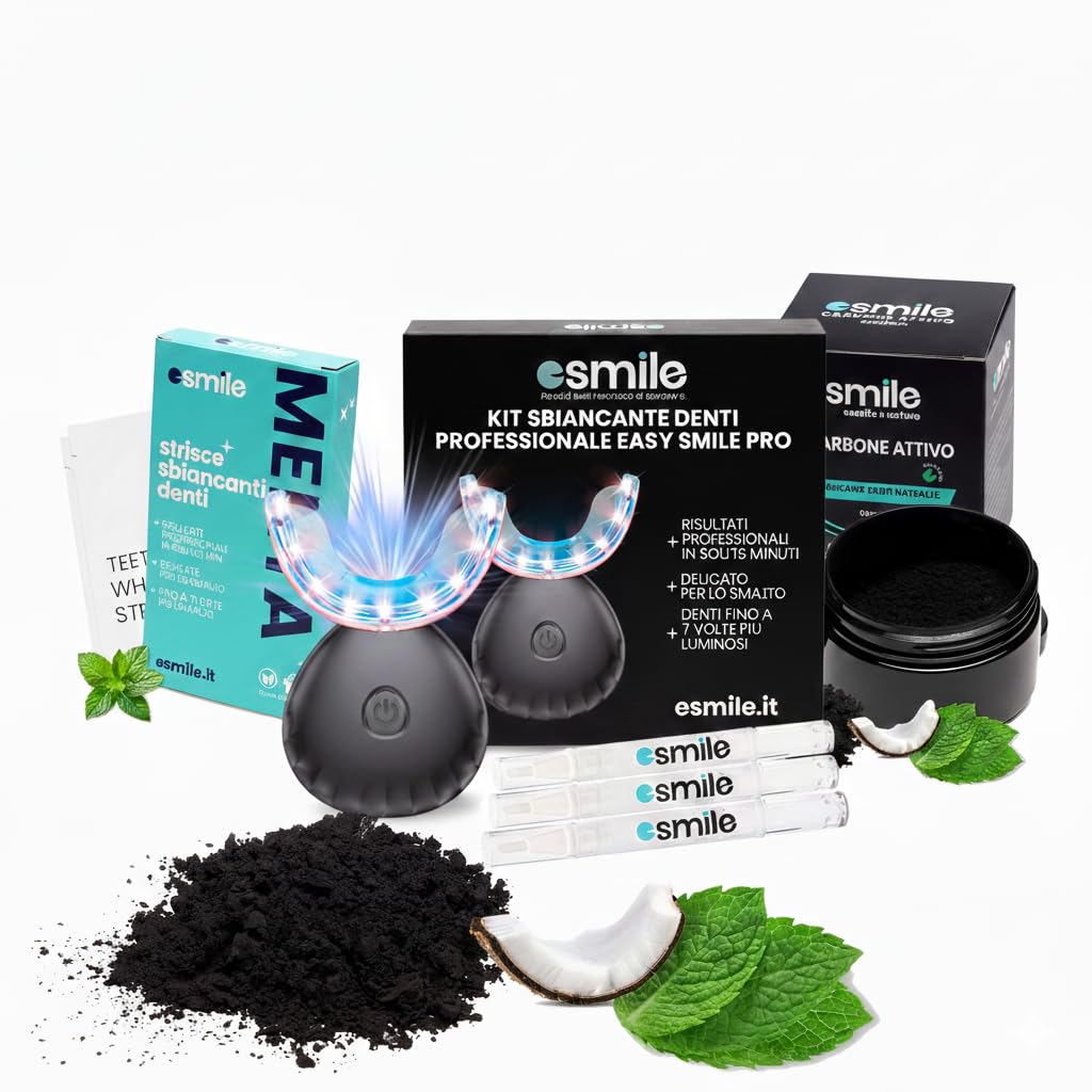ESMILE: Kit lampada led + Strisce sbiancanti + Carbone