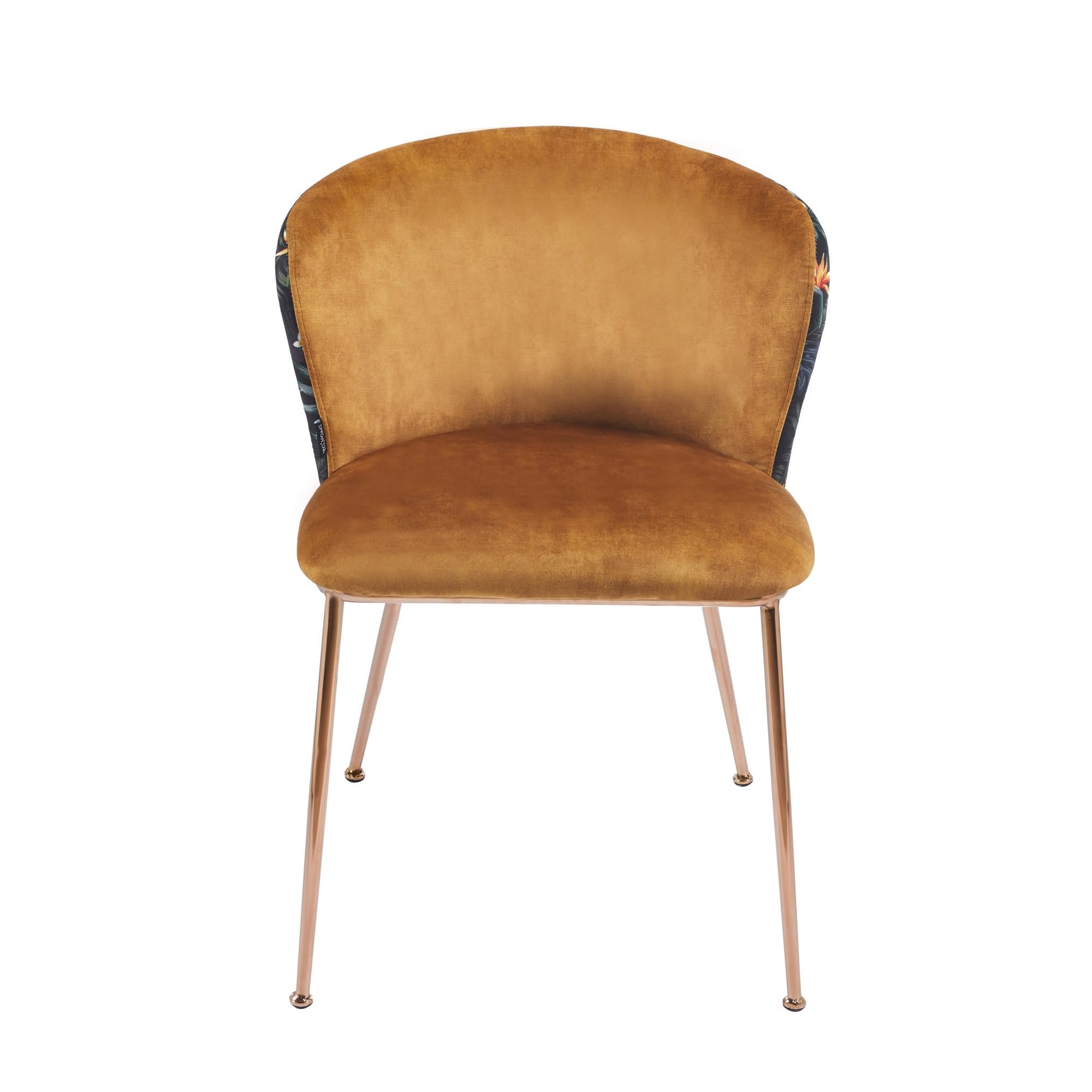 Brigros WeHome - Set 2 Sedie Sala Da Pranzo In Tessuto Con Schienale Con Fantasia Floreale, Sedie Moderne Sala Da Pranzo Charles (Ocra, Oro Rosa)