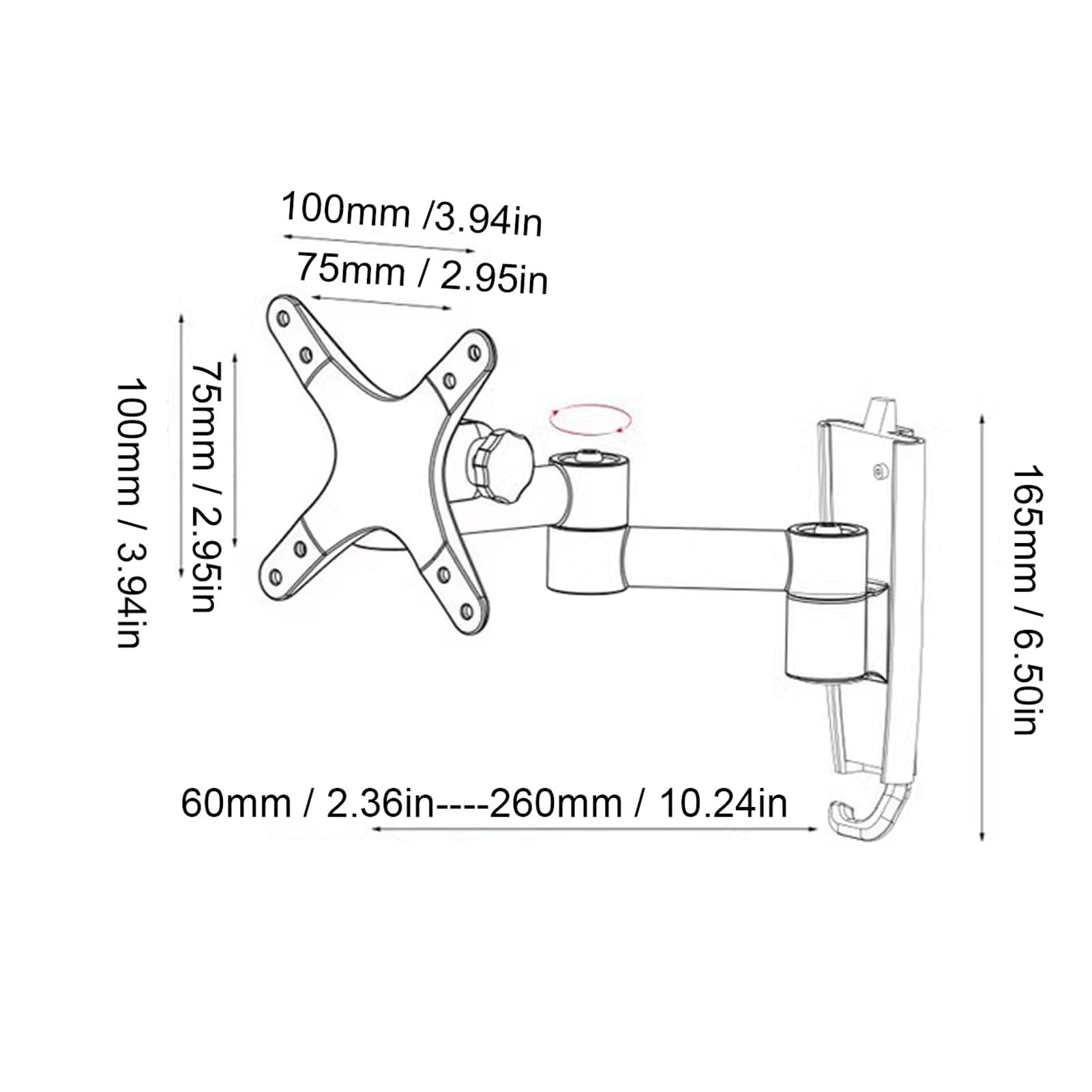 Supporto per braccio per display in lega di alluminio Supporto per monitor a parete regolabile per impieghi gravosi a movimento completo per schermi da 13 a 30 pollici con