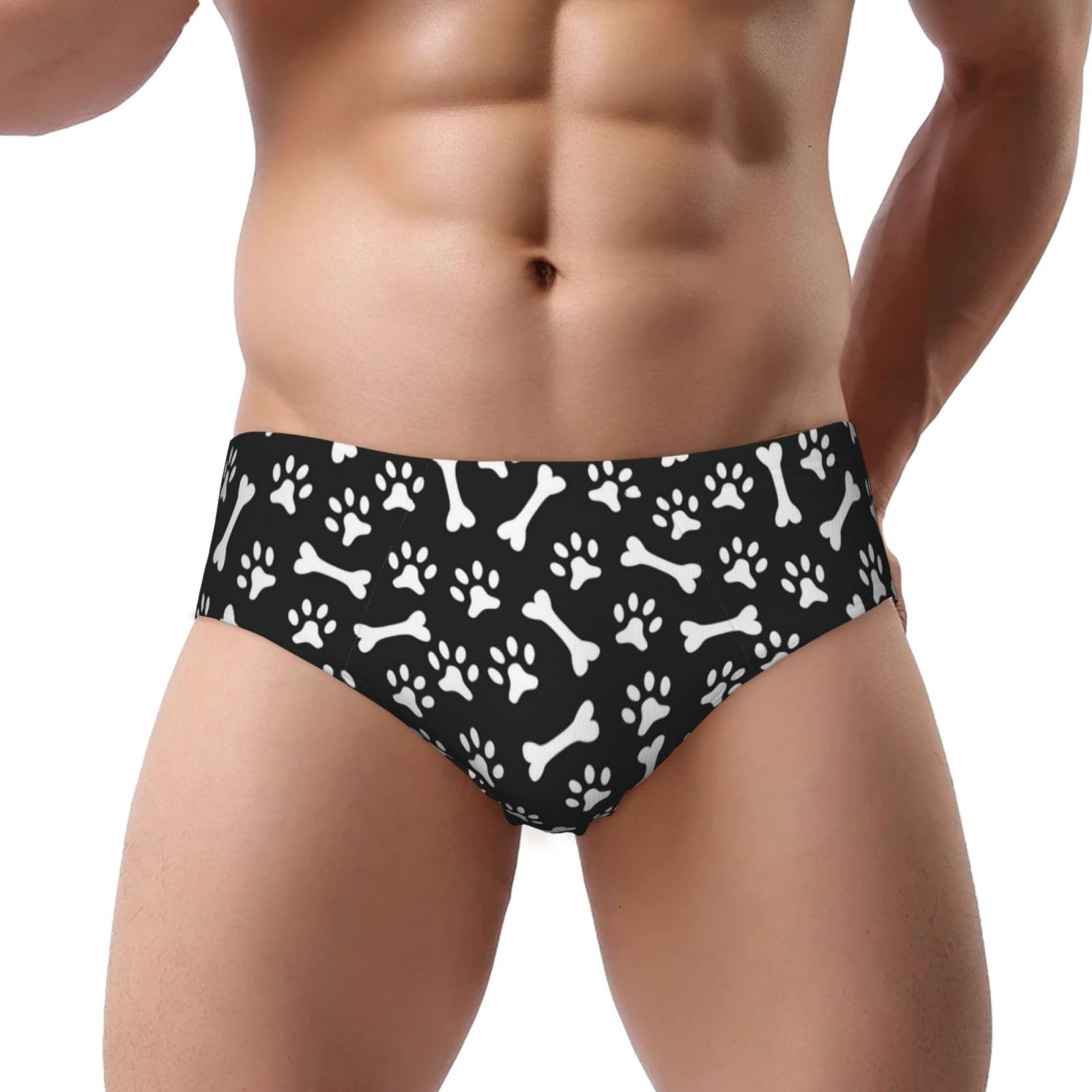 Bywenhopnbs Men's Multicolor Paws Print, Briefs No Fly Underwear Support Pouch Comfort Soft Briefs For