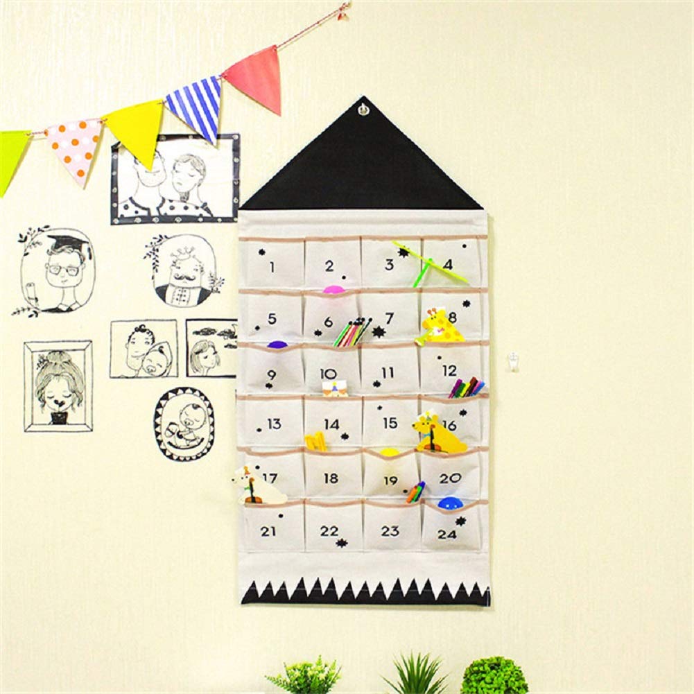 AXspeed Calendario de Adviento de Navidad con 24 fundas de pared Calendario de Adviento de cuenta regresiva de Navidad