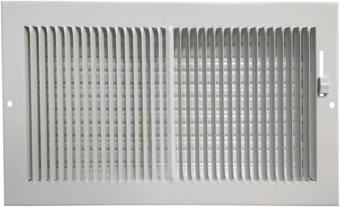 Hart & Cooley 661 Series 12" x 6" White Ceiling or Sidewall Register (Fits a 12"W x 6"H Hole)
