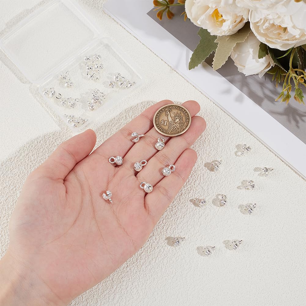 BENECREAT 40 pz. Perline di Copertura A Cricchetto Placcate In Argento, Punte per Perline A Conchiglia In Ottone, Terminali A Catena Calotte Terminali, Coprinodo per Collana, Risultati Fai Da Te