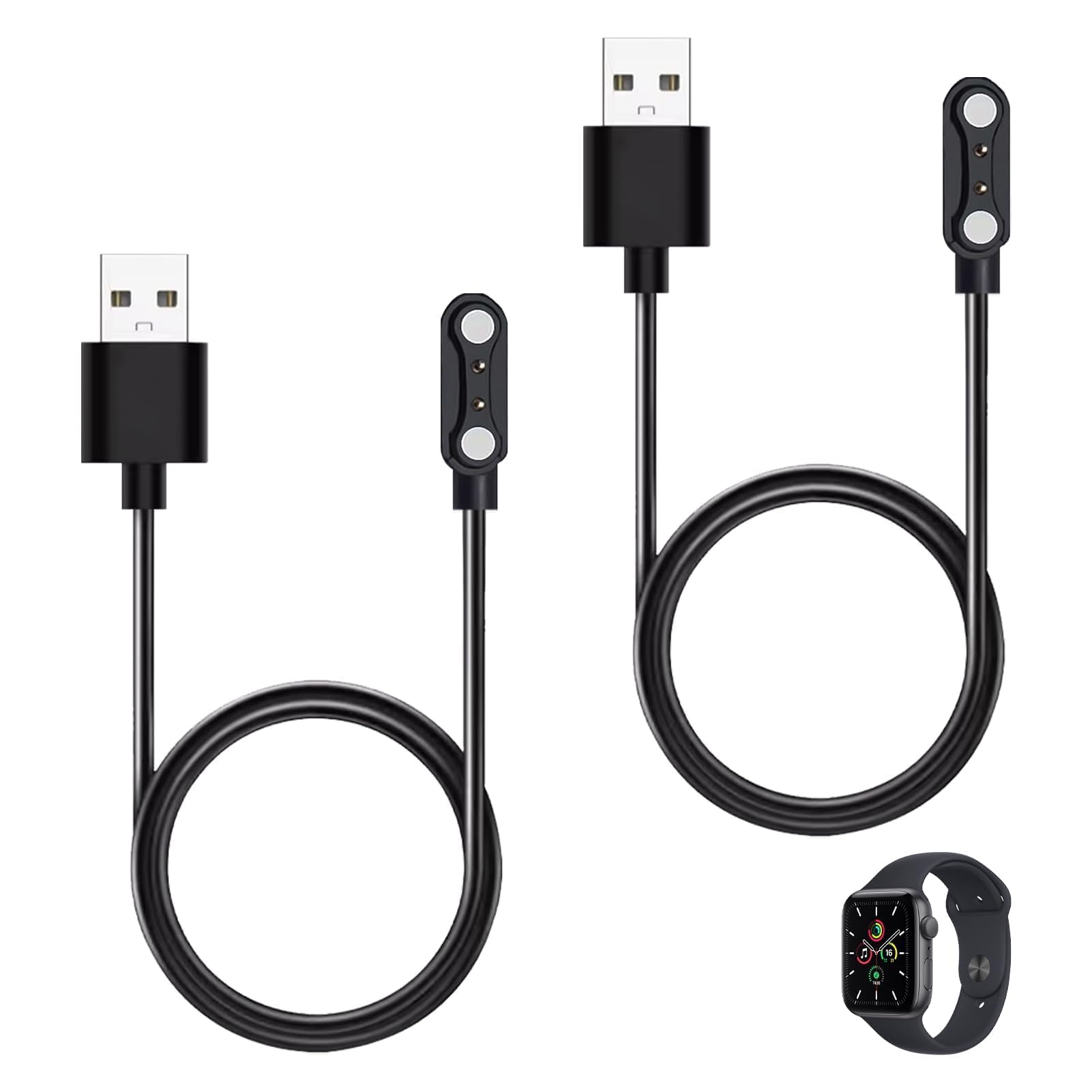 2 Piezas Cargador Reloj Inteligente, Cargador Smartwatch 2 Pin 4mm, Cargadors Magnético Universal para Reloj Inteligente, Compatible con Relojes y Dispositivos de Carga Magnética, Rápida y Segura