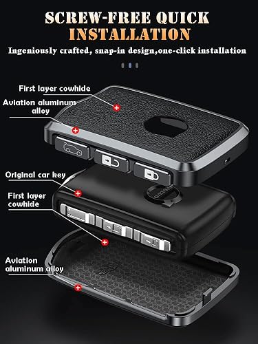 Miniatura 4 de Funda protectora para llave de coche para Volvo XC40 XC60 XC90 T5, llavero de cuero para llaves de metal