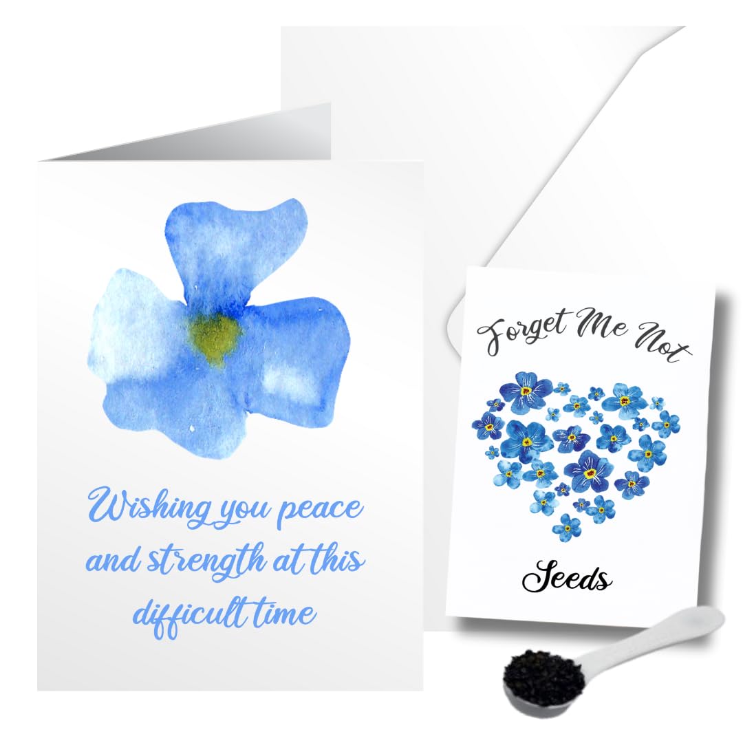 Sympathy Card Gift of Forget Me Not Seeds Matching Seed Packet Memory Card - Peace & Strength — image 1