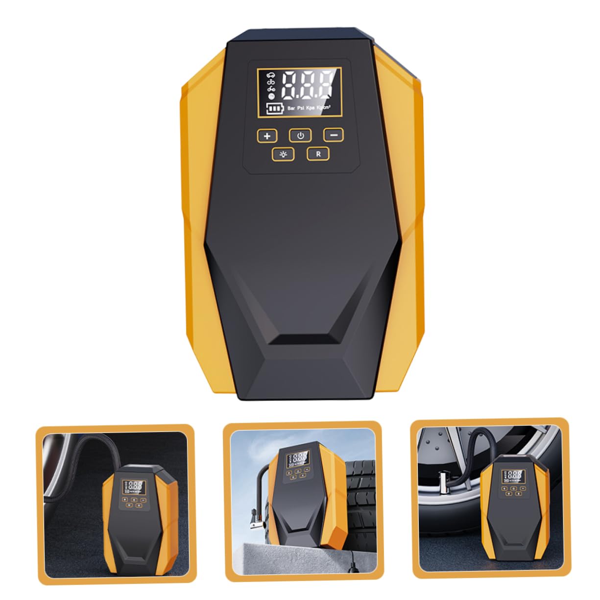 Vaguelly Pompa Elettrica Auto Portatile Manometro Digitale e Funzione Auto-Stop per Pneumatici Veicoli e Moto
