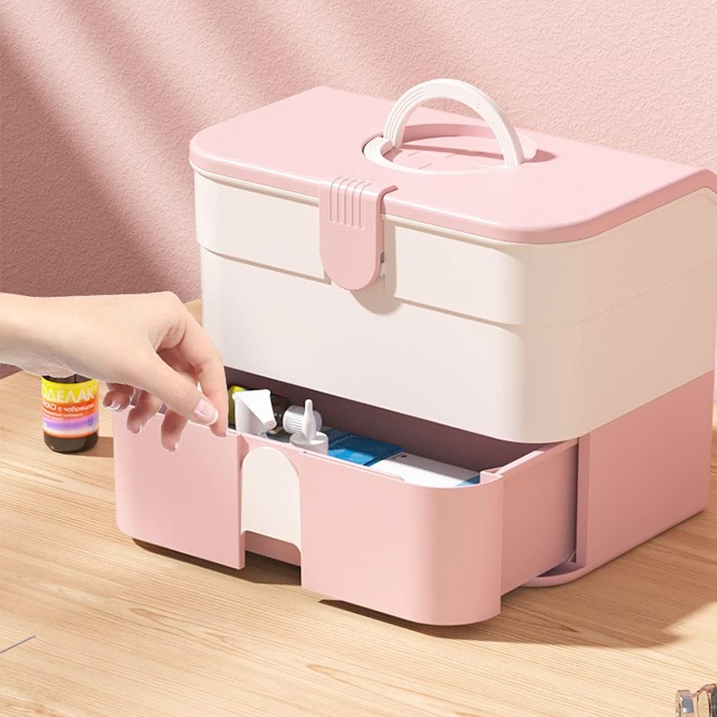 First Aid Kits Medical Box with Drawer Household Three-layer Portable Storage Medicine 12.59 Ih for Home,Camping, Traveling(B)