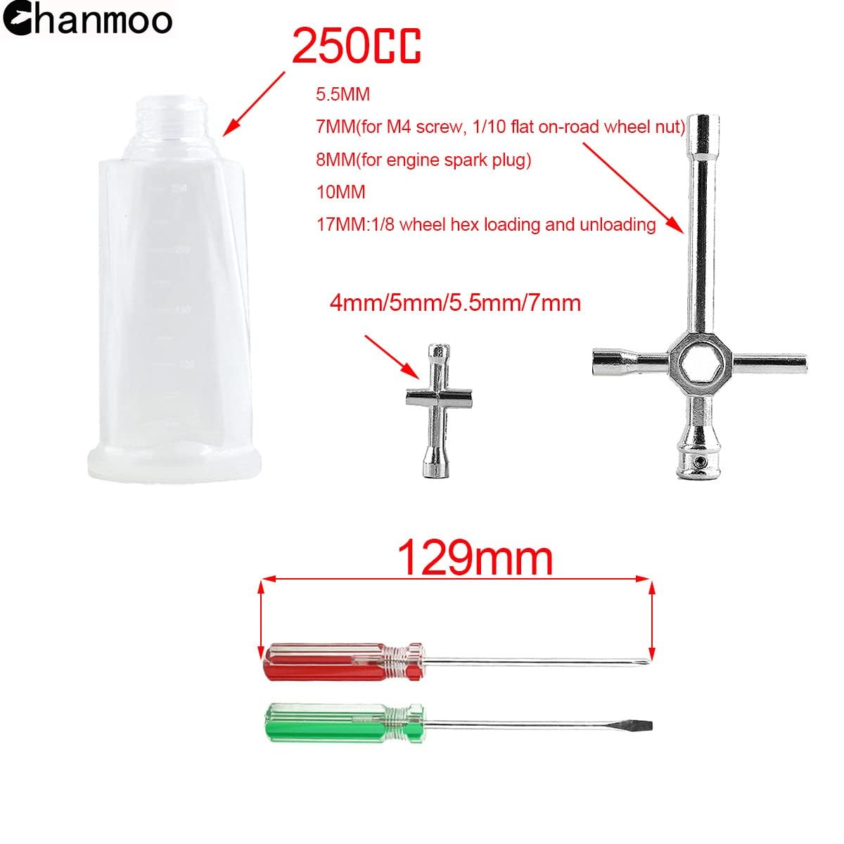 Chanmoo Nitro Starter Glow Plug Igniter 3600mAh with Charger Tools Fuel Bottle Combo for 1/8 1/10 RC Crawler Truck Car Nitro Engine Power Redcat HSP Traxxas T-maxx 3.3 80142A Axial Kyosho