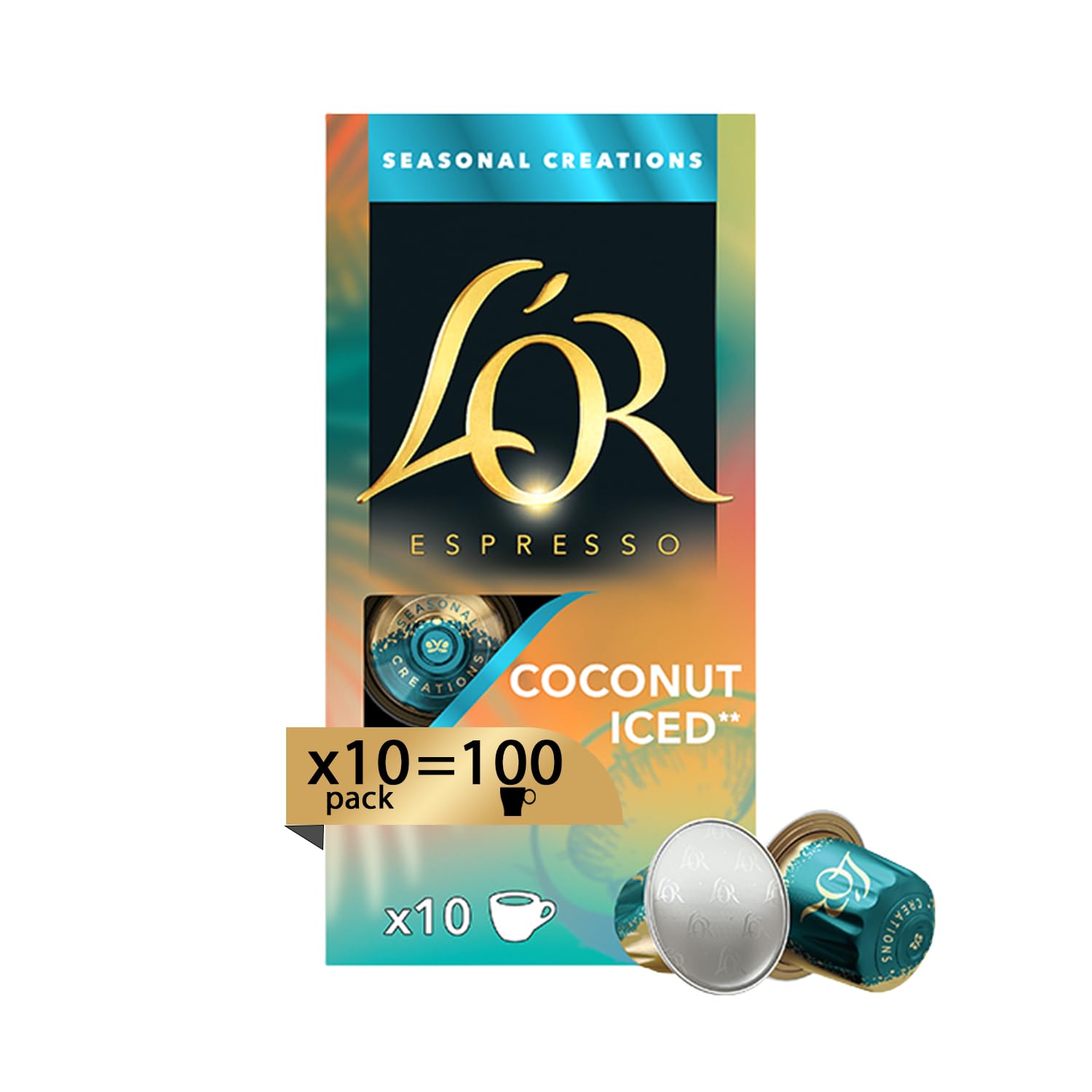 L'Or Capsule Caffè Espresso Coconut Iced - 100 Capsule | 10 confezioni da 10, Bevanda aromatizzata, in Alluminio, Compatibili con macchine Nespresso®* Original