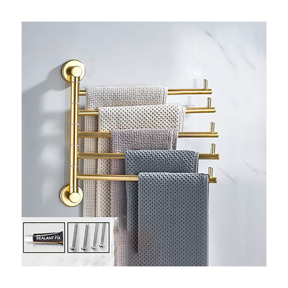 LYGXWJFC Toallero Giratorio de Aluminio Espacial – Toallero de Pared de 5 Varillas para baño y Cocina – Toallero Elegante y versátil con Opciones de fácil instalación