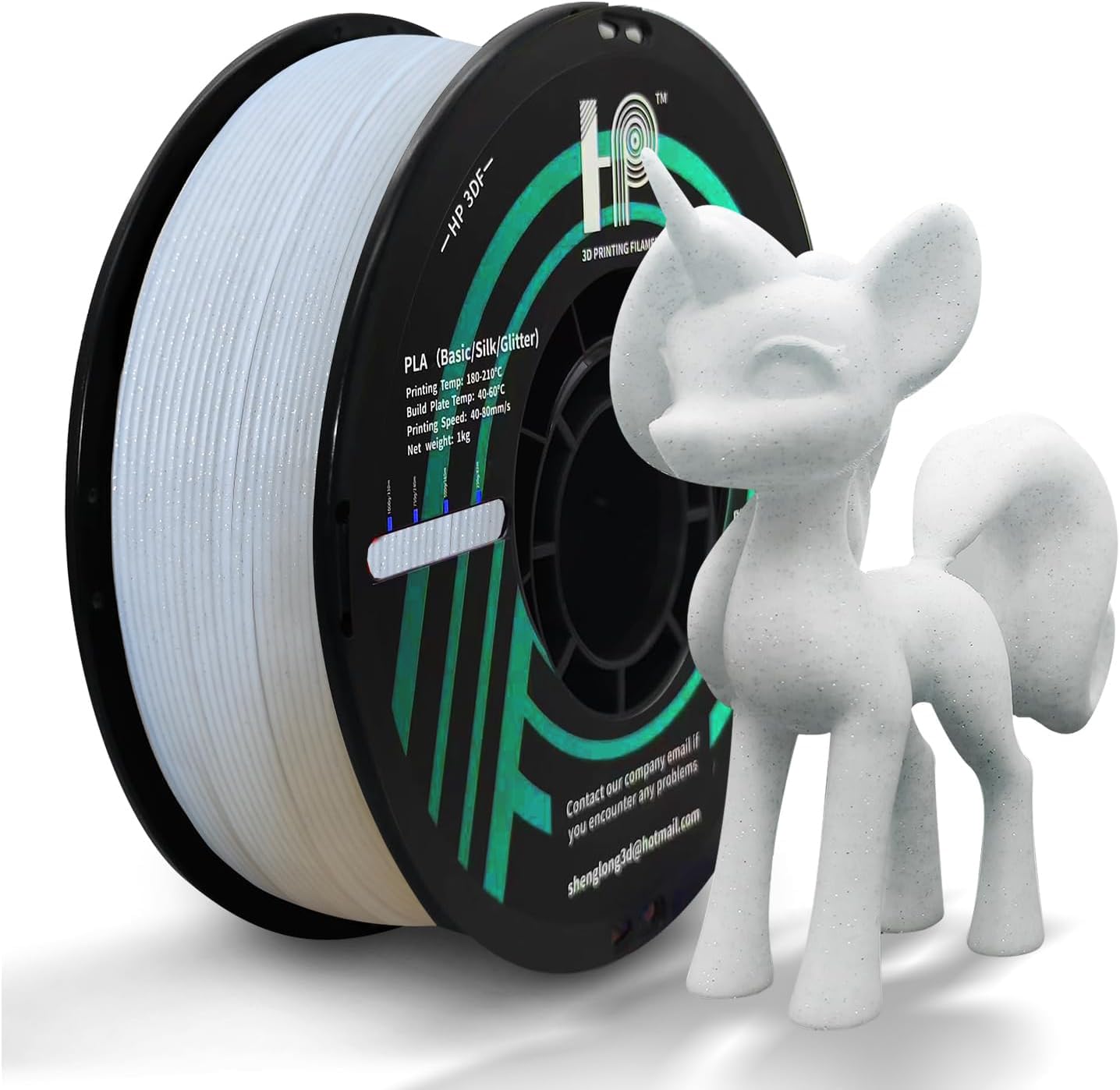 HP3DF Glitter PLA Filament, Twinkling 3D Printer Filament, PLA Filament 1.75mm Dimensional Accuracy +/- 0.02mm, 1KG Spool (2.2 lbs), Fit Most FDM