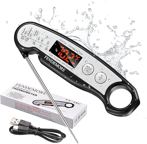 Termómetro digital para carne, termómetro recargable y de lectura instantánea para barbacoa, para cocinar en la cocina, asar a la parrilla, hacer