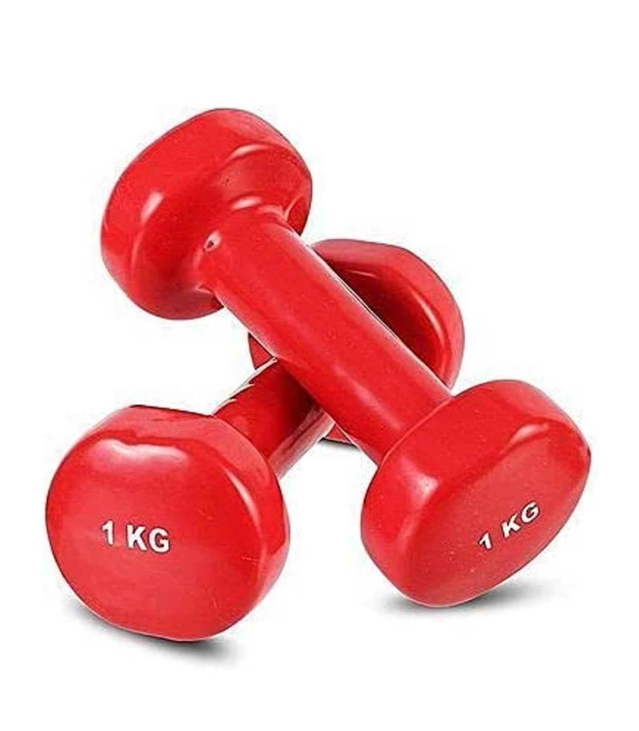 Red 1 kg dumbell pair