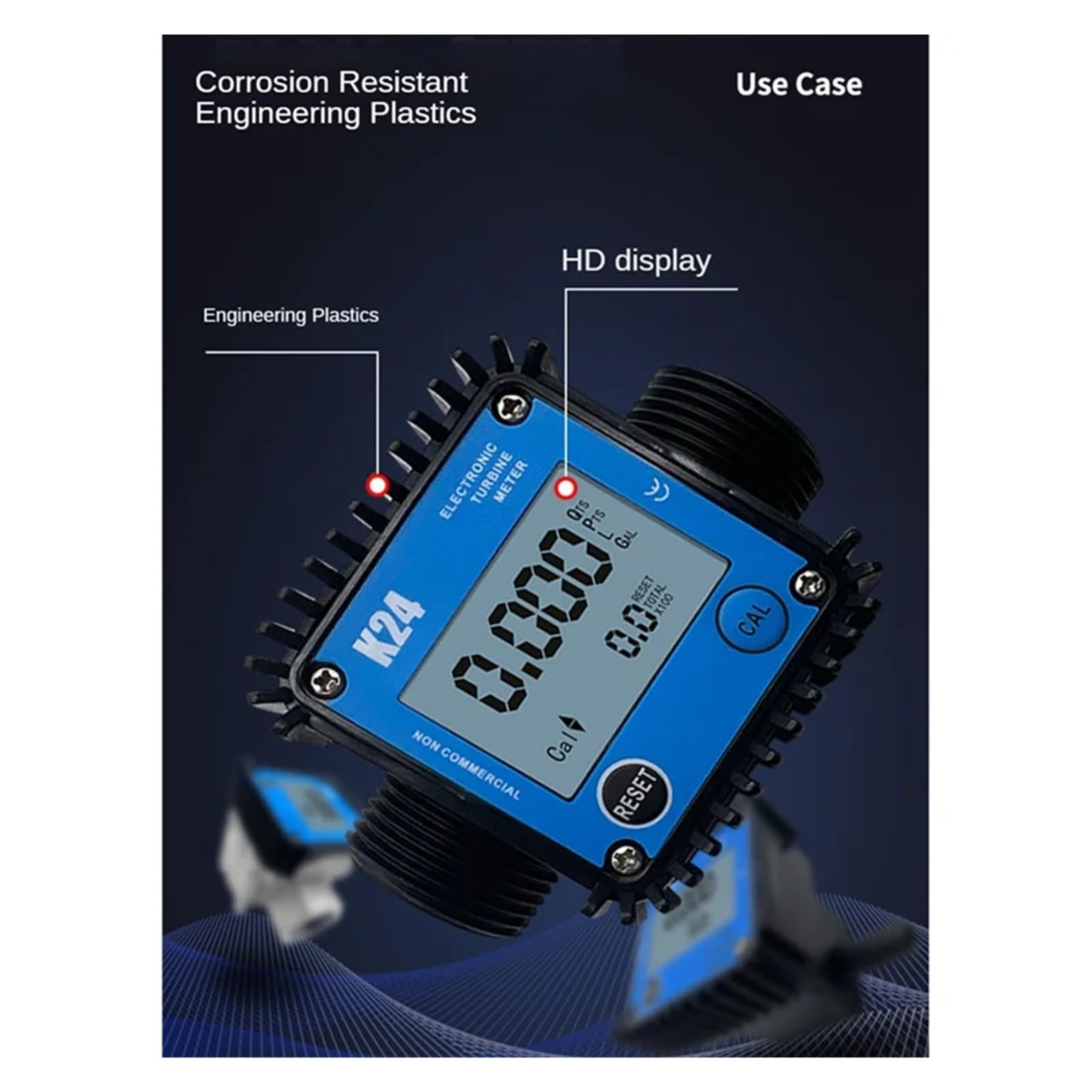 Caudalímetro de líquido G1/4 G1 con pantalla digital LCD, 0,2-10 l/min, for gasolina, aceite, aceite hidráulico y agua. Lecturas precisas