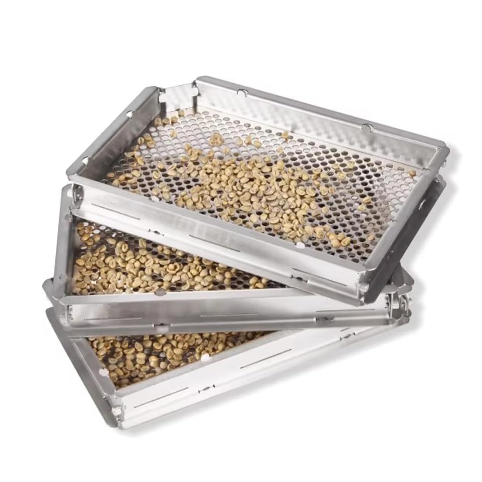 Genérico Tamiz de Granos de Acero Inoxidable con Orificio Redondo, tamiz de clasificación de Granos de café con Pantalla Desmontable de 10 Capas y Marco de 5 Piezas(Raw Bean Tray)